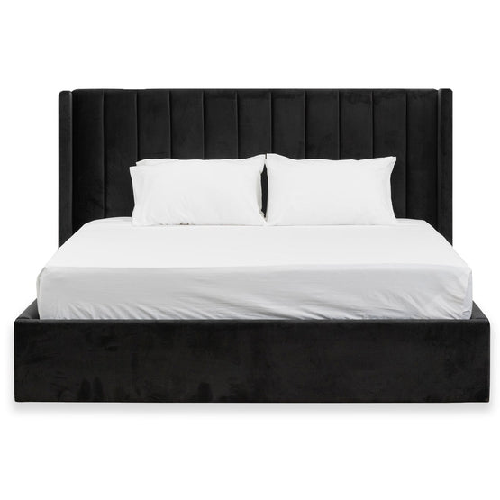 Hillsdale Queen Wide Base Bed Frame Black Velvet Interior Secrets