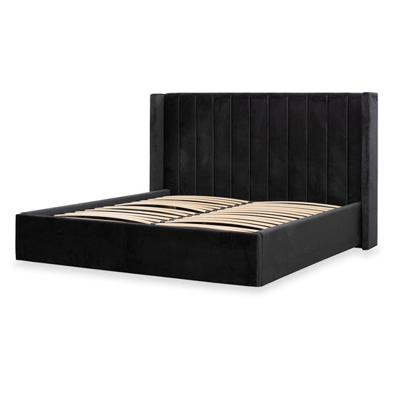 Hillsdale Queen Wide Base Bed Frame Black Velvet Interior Secrets