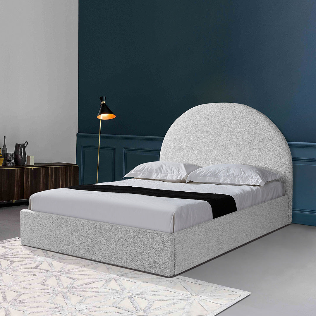 Ex Display - Antonia Queen Bed Frame - Cloudy Pepper Boucle with Storage Queen Bed YoBed-Core   