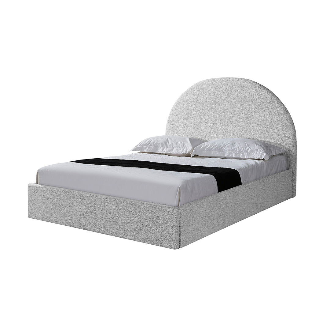 Ex Display - Antonia Queen Bed Frame - Cloudy Pepper Boucle with Storage Queen Bed YoBed-Core   