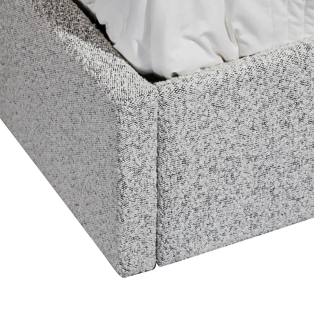Ex Display - Antonia Queen Bed Frame - Cloudy Pepper Boucle with Storage Queen Bed YoBed-Core   