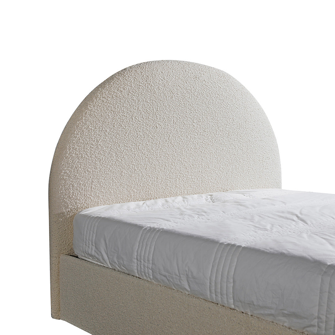 Antonia King Bed Frame - Antique White Boucle with Storage King Bed YoBed-Core   