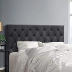 Soira Queen Size Premium Faux Linen Fabric Bedhead - Charcoal Bedhead Aim WS-Local   