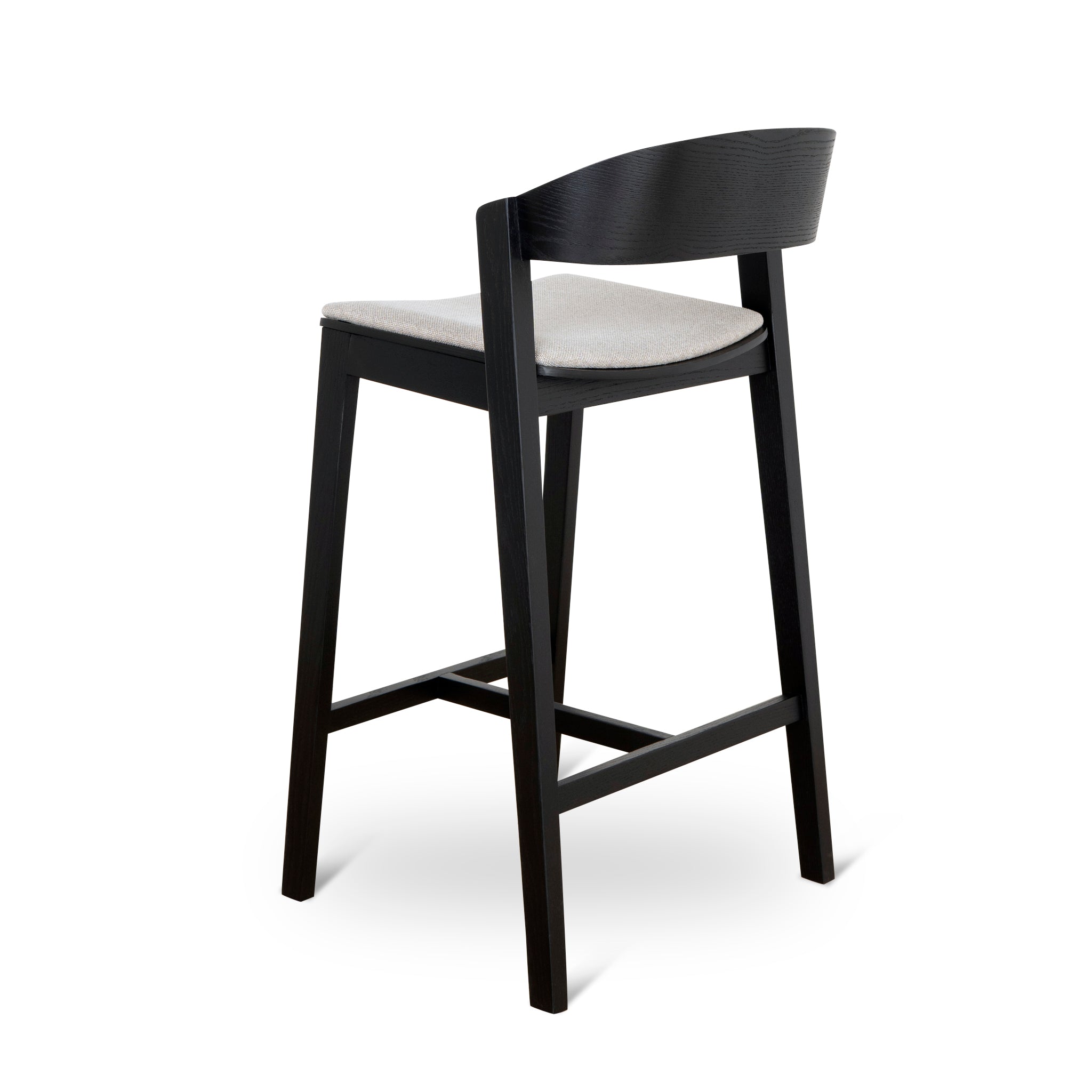 Ex Display - Davis Black Bar Stool - Grey Seat Bar Stool Swady-Core