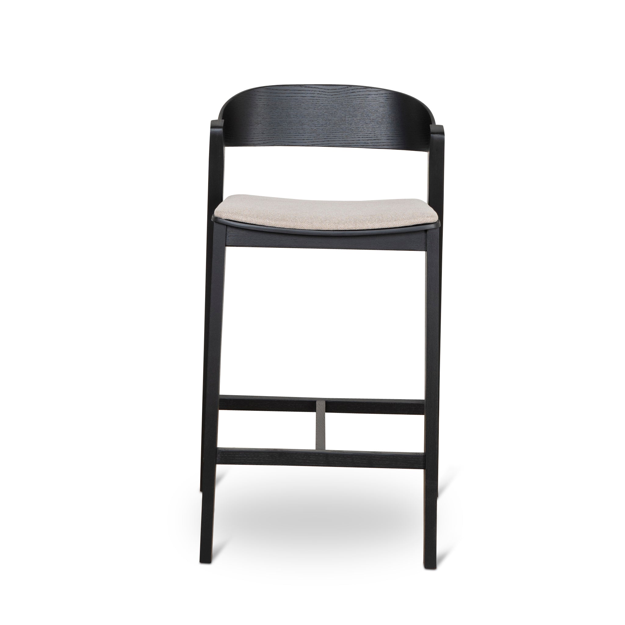 Ex Display - Davis Black Bar Stool - Grey Seat Bar Stool Swady-Core