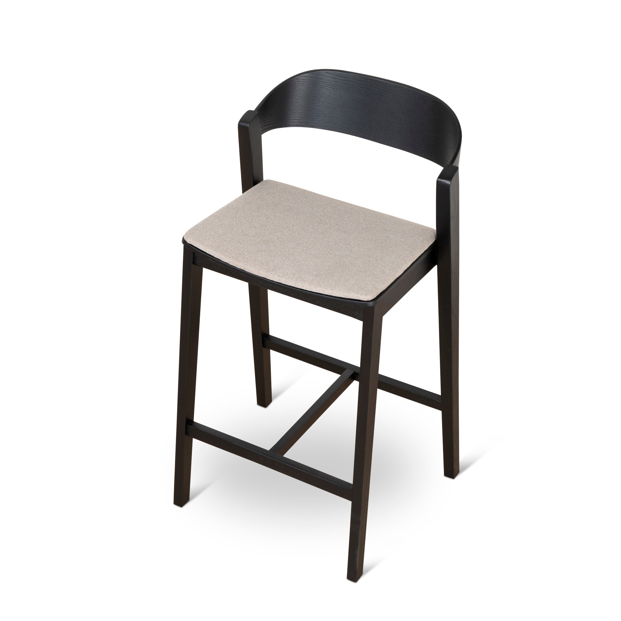 Ex Display - Davis Black Bar Stool - Grey Seat Bar Stool Swady-Core