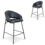 Set of 2 - Rabi Fabric Bar Stool - Full Black Bar Stool Freehold-Core