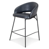 Set of 2 - Rabi Fabric Bar Stool - Full Black Bar Stool Freehold-Core