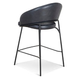 Set of 2 - Rabi Fabric Bar Stool - Full Black Bar Stool Freehold-Core