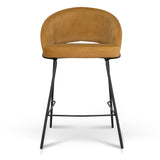 Set of 2 - Rabi Black Bar Stool - Orange Gold Seat Bar Stool Freehold-Core