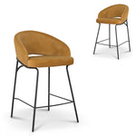 Set of 2 - Rabi Black Bar Stool - Orange Gold Seat Bar Stool Freehold-Core