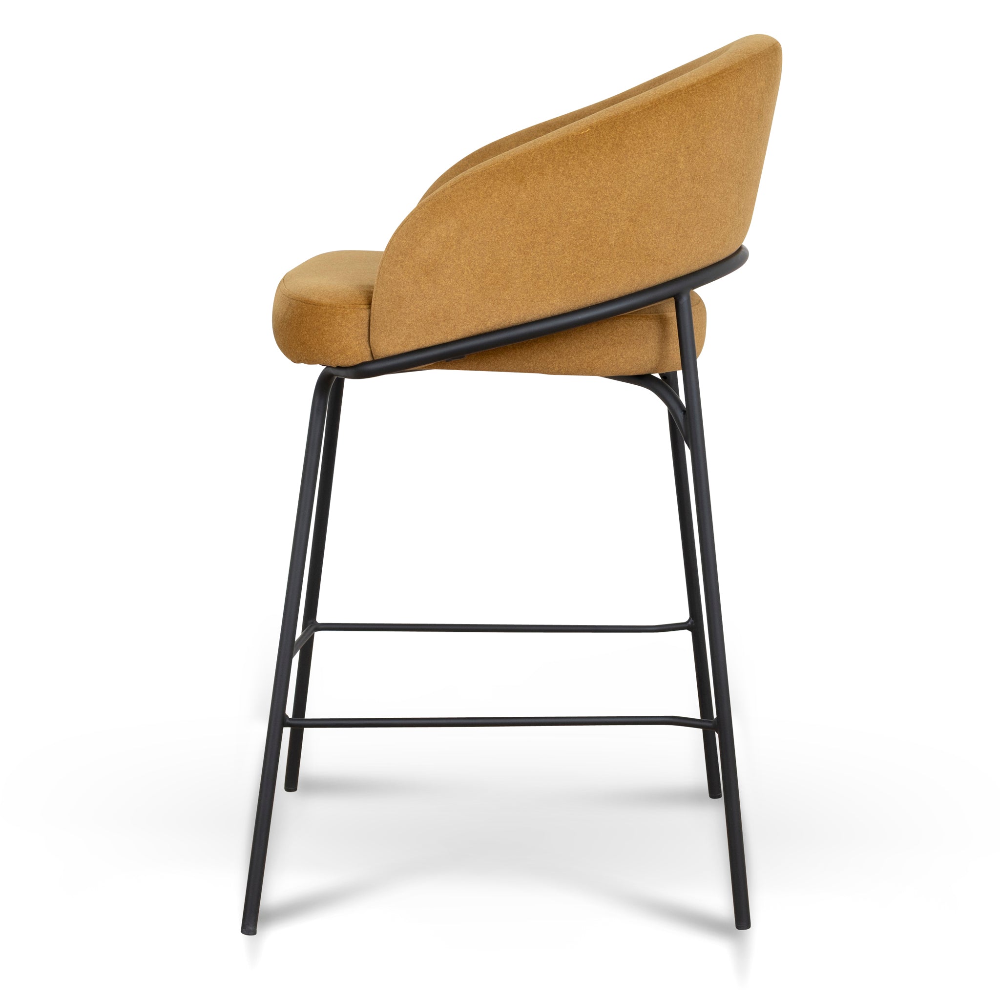 Set of 2 - Rabi Black Bar Stool - Orange Gold Seat Bar Stool Freehold-Core