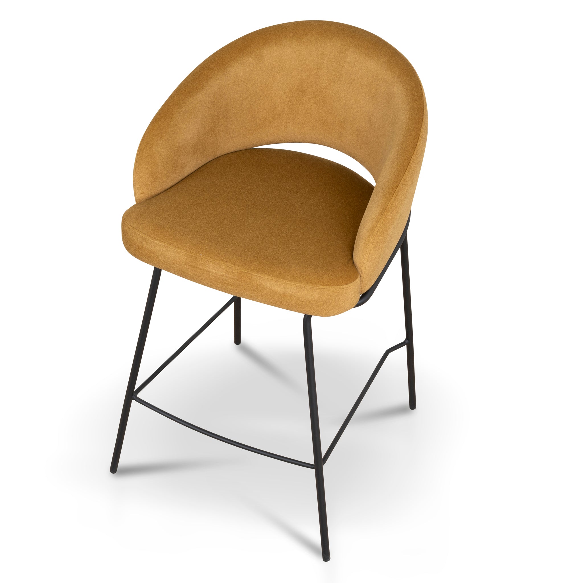 Set of 2 - Rabi Black Bar Stool - Orange Gold Seat Bar Stool Freehold-Core