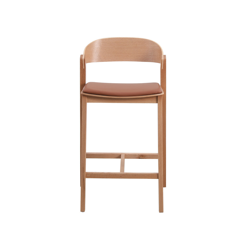 Ex Display - Davis Natural Bar Stool - Brown Seat Bar Stool Swady-Core
