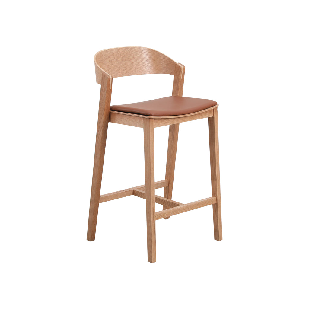 Ex Display - Davis Natural Bar Stool - Brown Seat Bar Stool Swady-Core