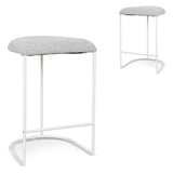 Set of 2 - Galvan 65cm White Bar Stool - Clay Grey Bar Stool Freehold-Core