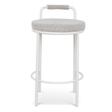 Set of 2 - Karimi 65cm White Bar Stool - Clay Grey Bar Stool Freehold-Core