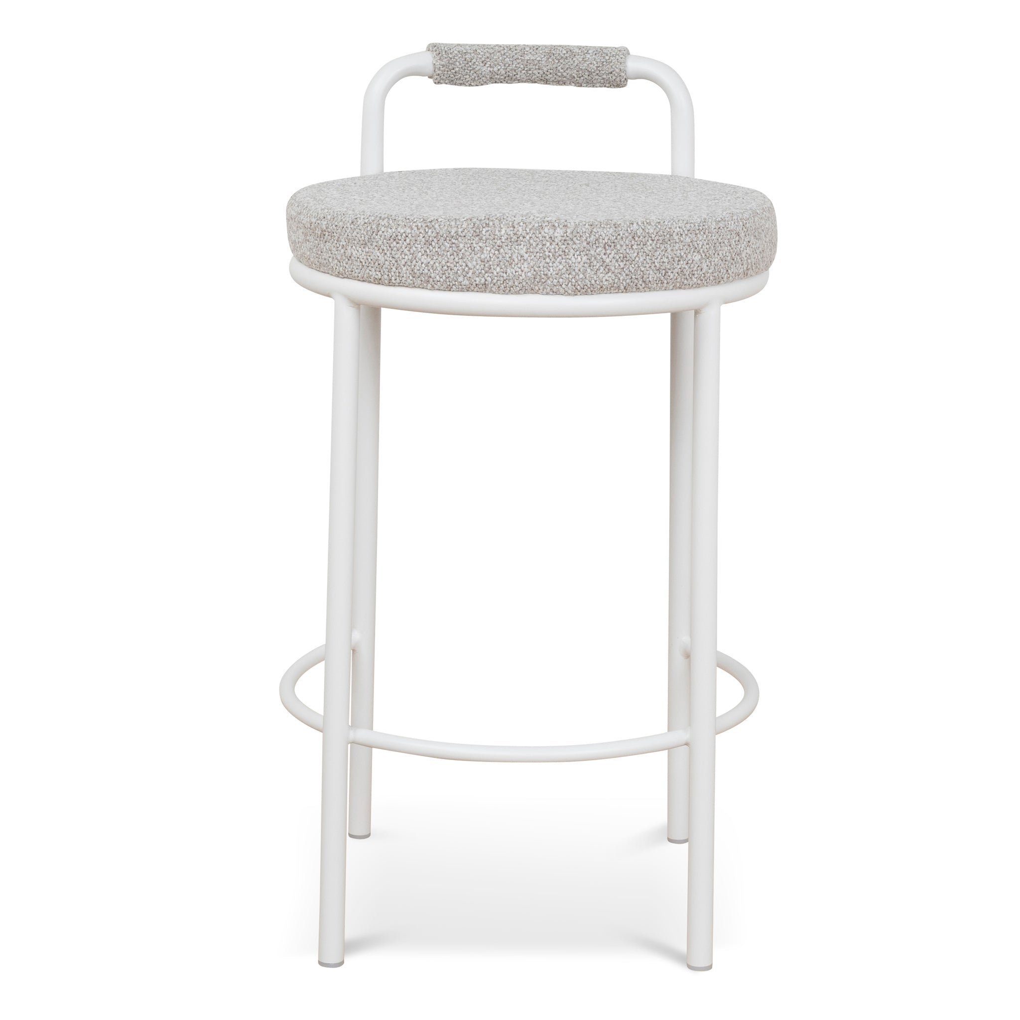 Set of 2 - Karimi 65cm White Bar Stool - Clay Grey Bar Stool Freehold-Core