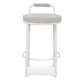 Set of 2 - Karimi 65cm White Bar Stool - Clay Grey Bar Stool Freehold-Core