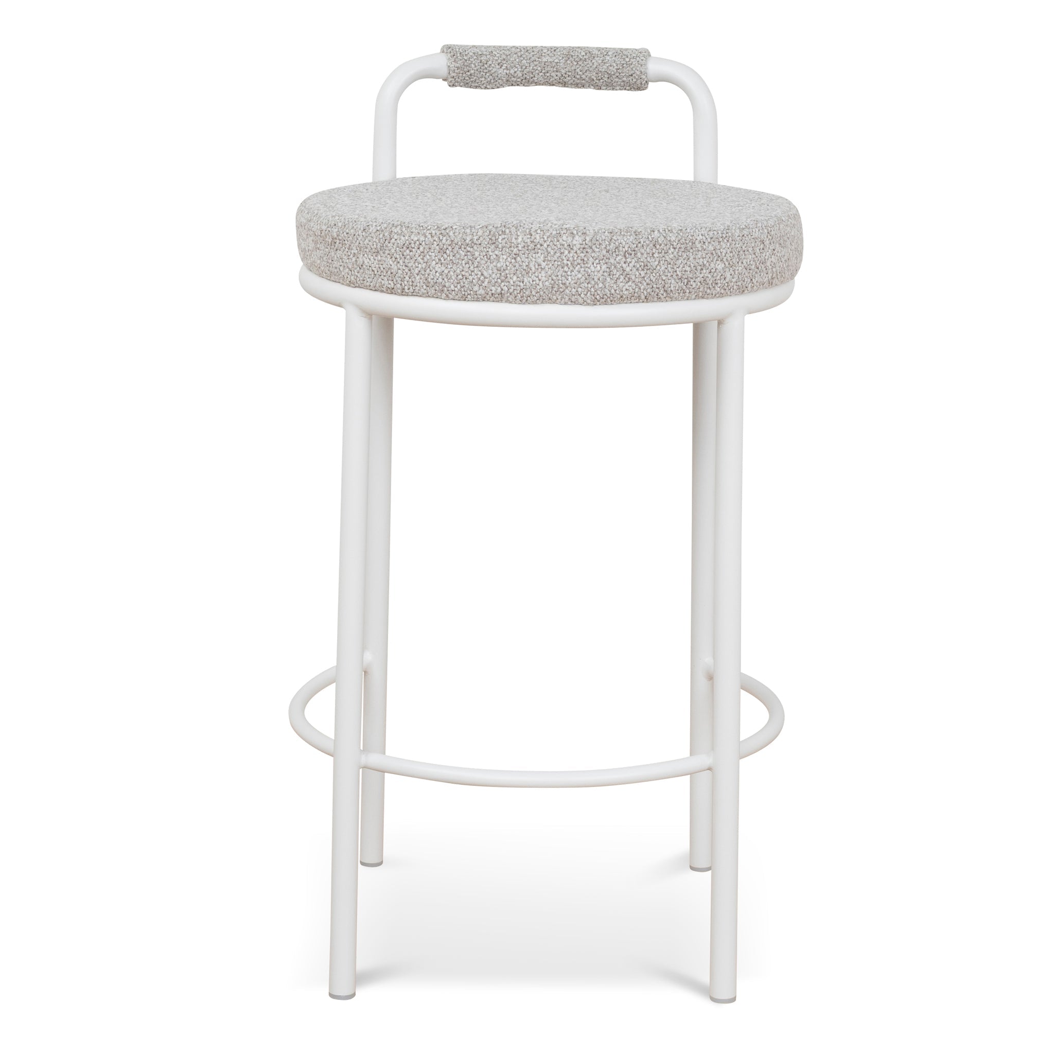 Set of 2 - Karimi 65cm White Bar Stool - Clay Grey Bar Stool Freehold-Core