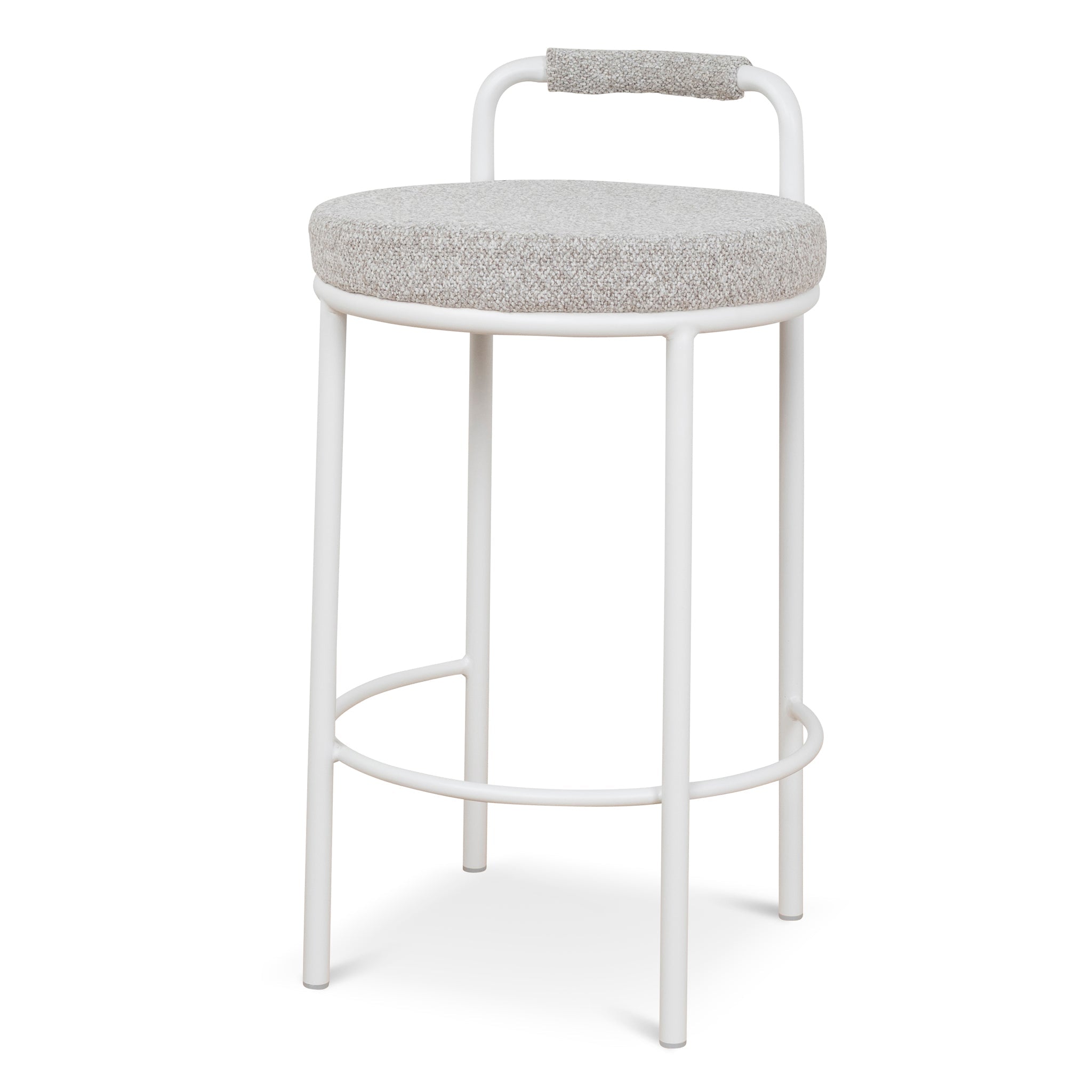Set of 2 - Karimi 65cm White Bar Stool - Clay Grey Bar Stool Freehold-Core