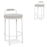 Set of 2 - Karimi 65cm White Bar Stool - Clay Grey Bar Stool Freehold-Core