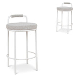 Set of 2 - Karimi 65cm White Bar Stool - Clay Grey Bar Stool Freehold-Core
