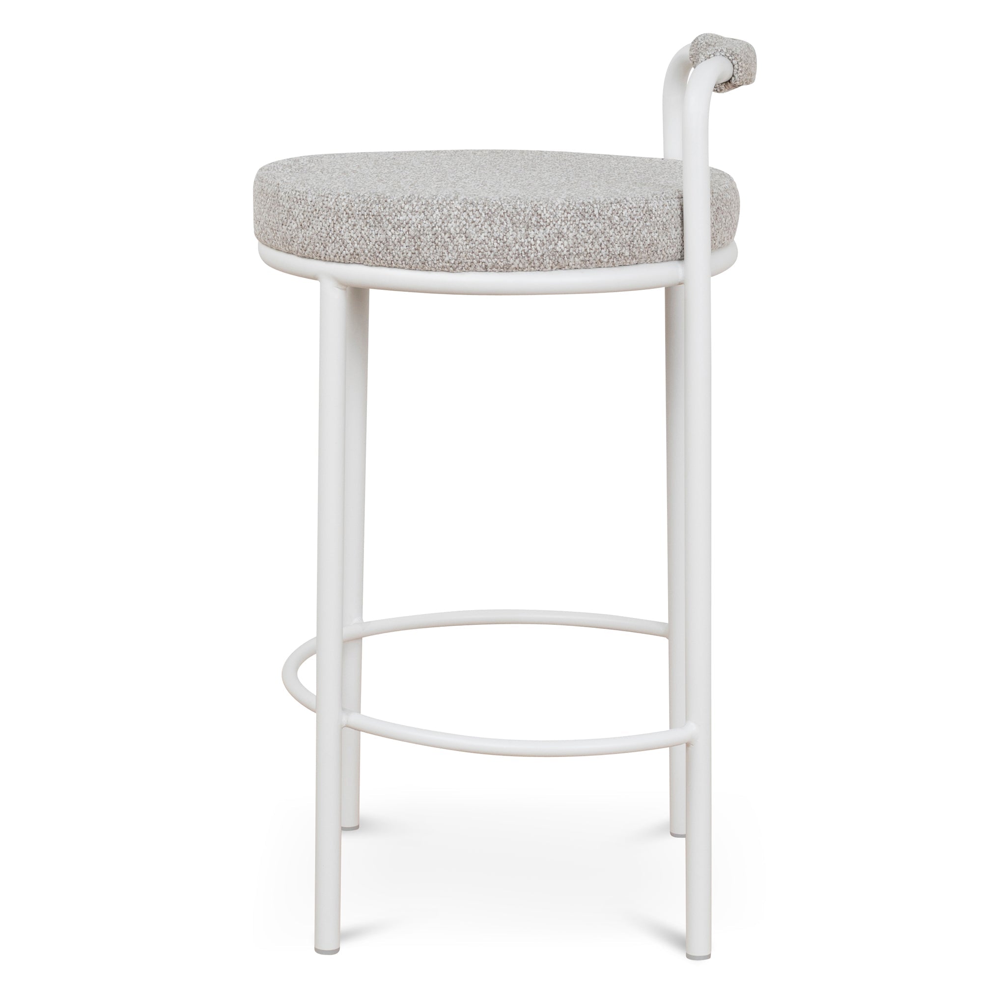 Set of 2 - Karimi 65cm White Bar Stool - Clay Grey Bar Stool Freehold-Core