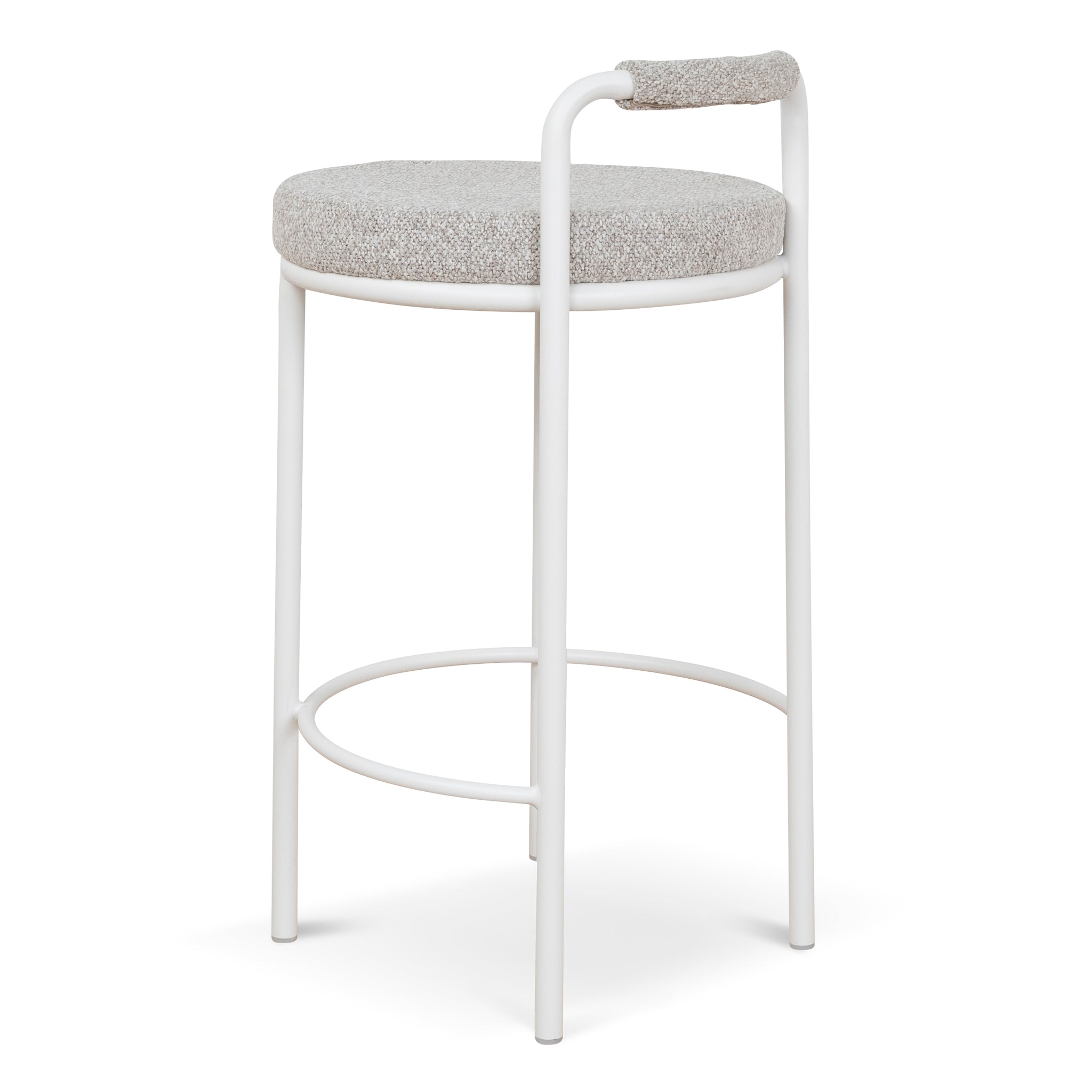 Set of 2 - Karimi 65cm White Bar Stool - Clay Grey Bar Stool Freehold-Core