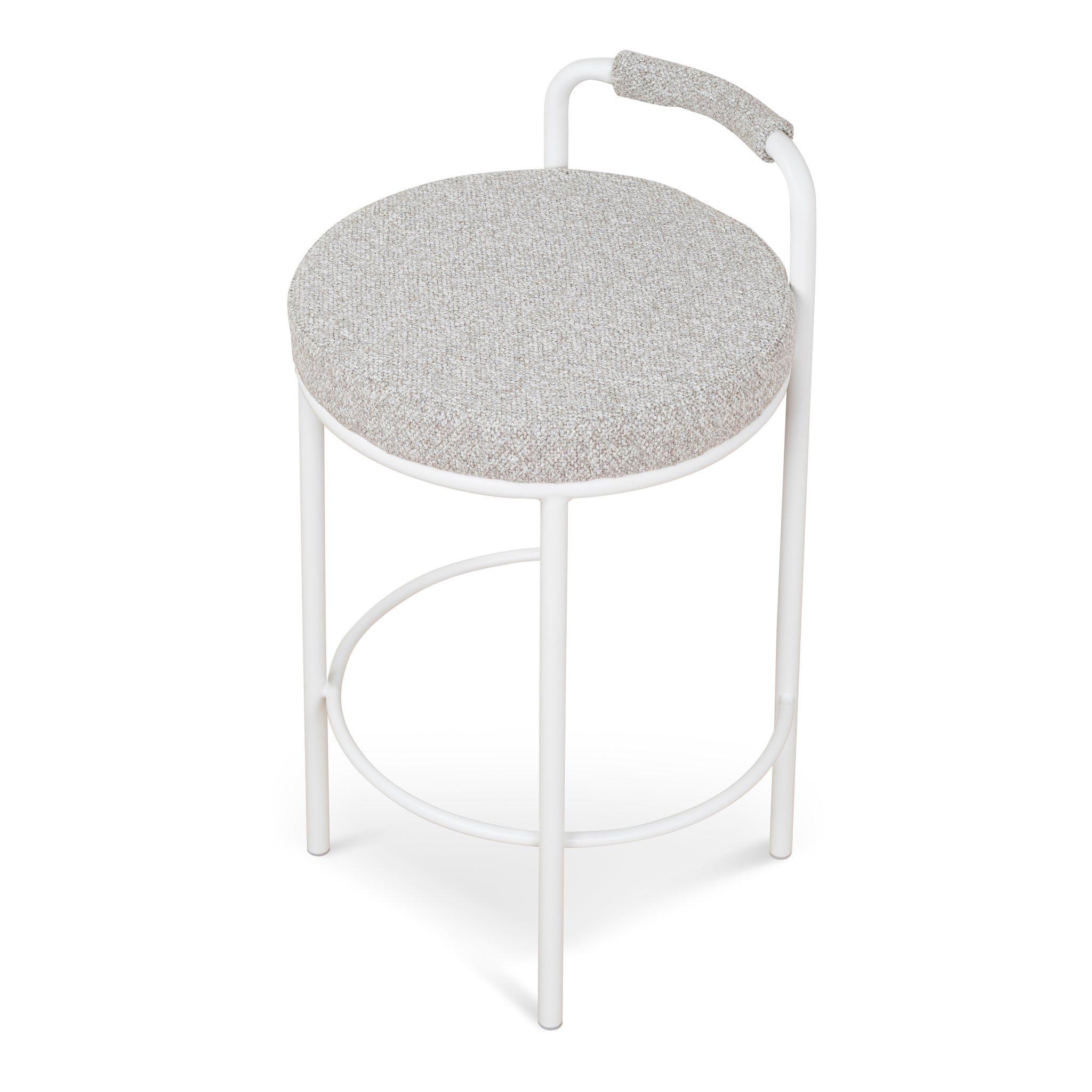 Set of 2 - Karimi 65cm White Bar Stool - Clay Grey Bar Stool Freehold-Core