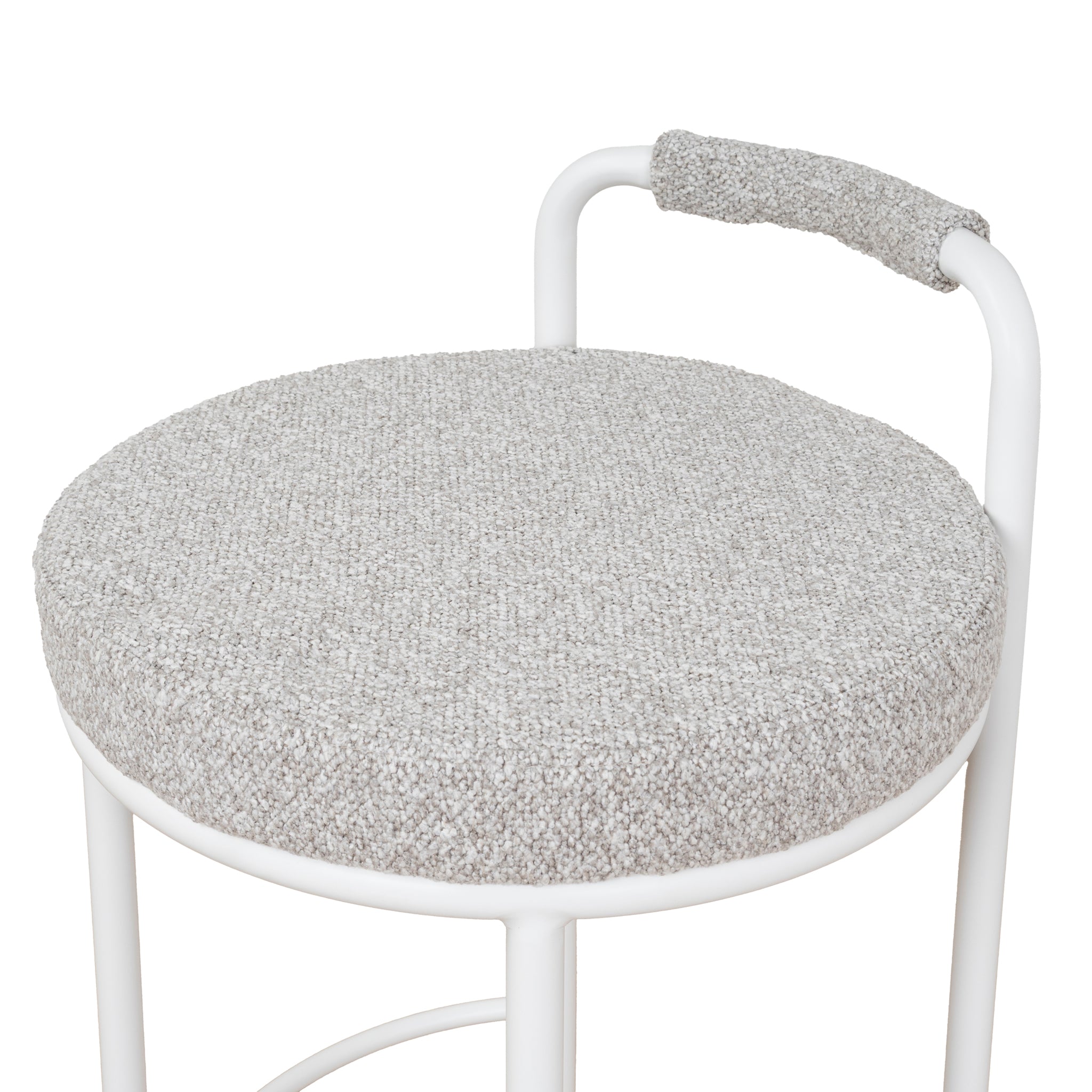 Set of 2 - Karimi 65cm White Bar Stool - Clay Grey Bar Stool Freehold-Core