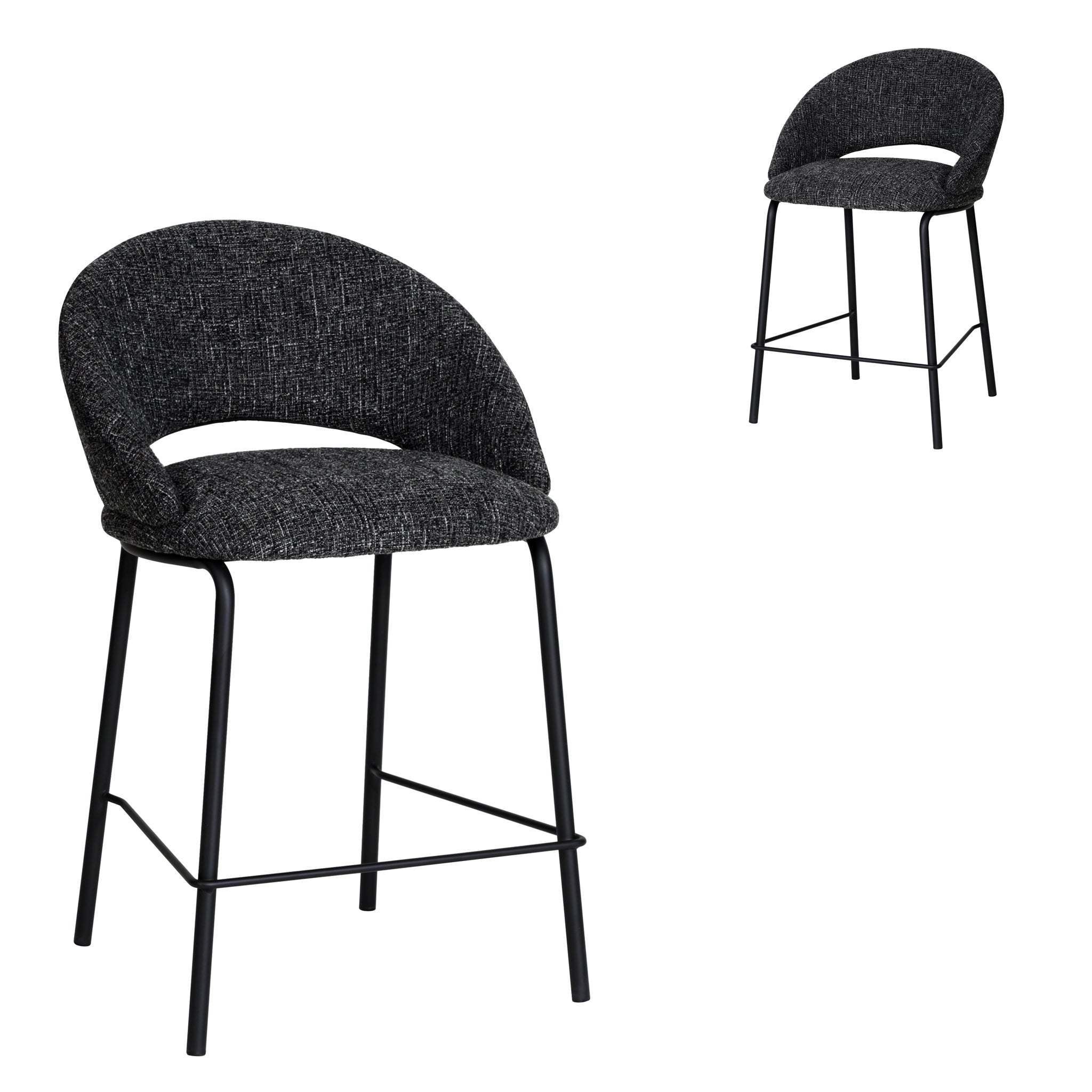 Set of 2 - Harrington Black Bar Stool - Field Charcoal Bar Stool Freehold-Core