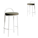 Set of 2 - Mclean 63cm White Frame Bar Stool - Dark Moss Green Bar Stool Freehold-Core