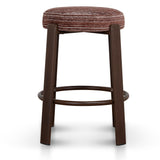Aubrelle Walnut Barstool - Burgundy Stripe Bar Stool Cino-Core
