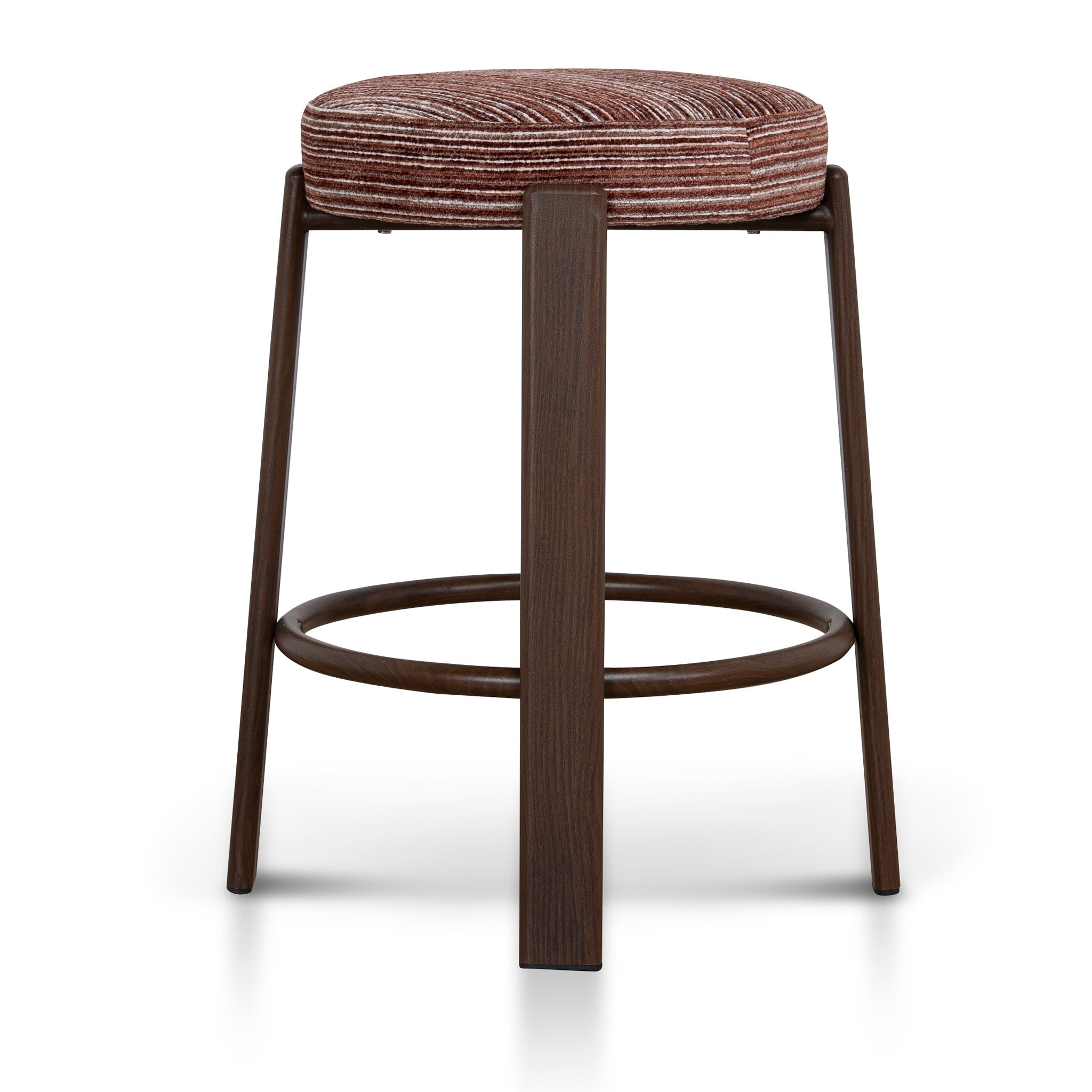 Aubrelle Walnut Barstool - Burgundy Stripe Bar Stool Cino-Core