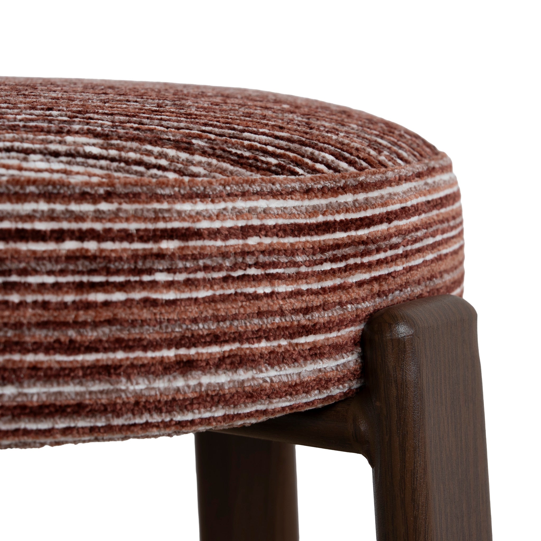 Aubrelle Walnut Barstool - Burgundy Stripe Bar Stool Cino-Core