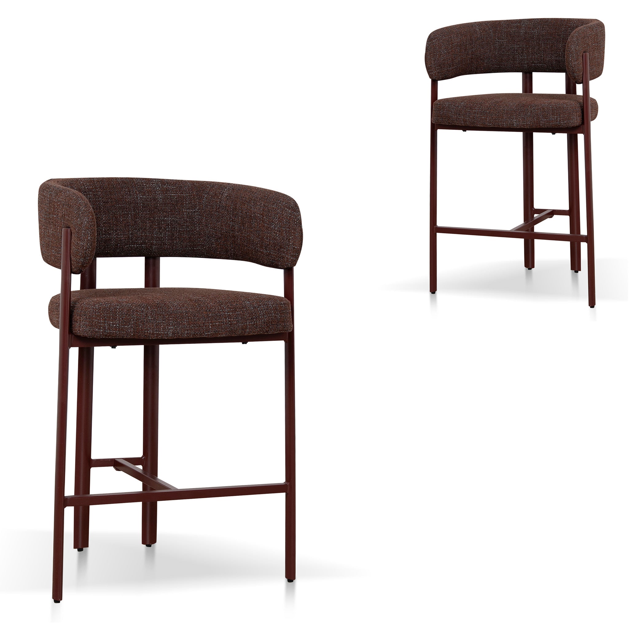 Set of 2 - Elvika Red Barstool - Moss Brown Bar Stool Cino-Core