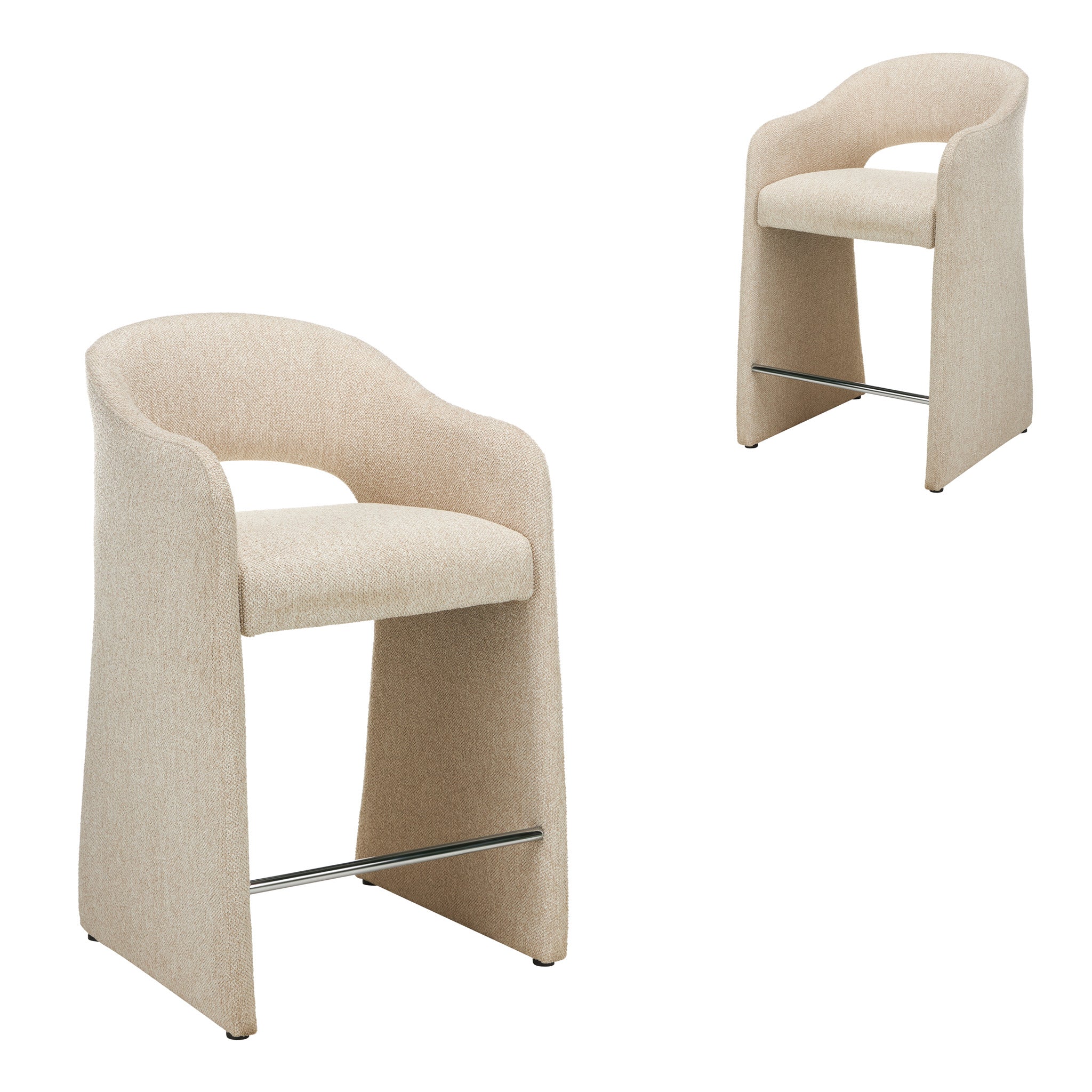 Set of 2 - Valtero 65cm Fabric Bar Stool - Cobble Beige Bar Stool Mars-Core