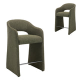 Set of 2 - Valtero 65cm Fabric Bar Stool - Twill Green Bar Stool Mars-Core