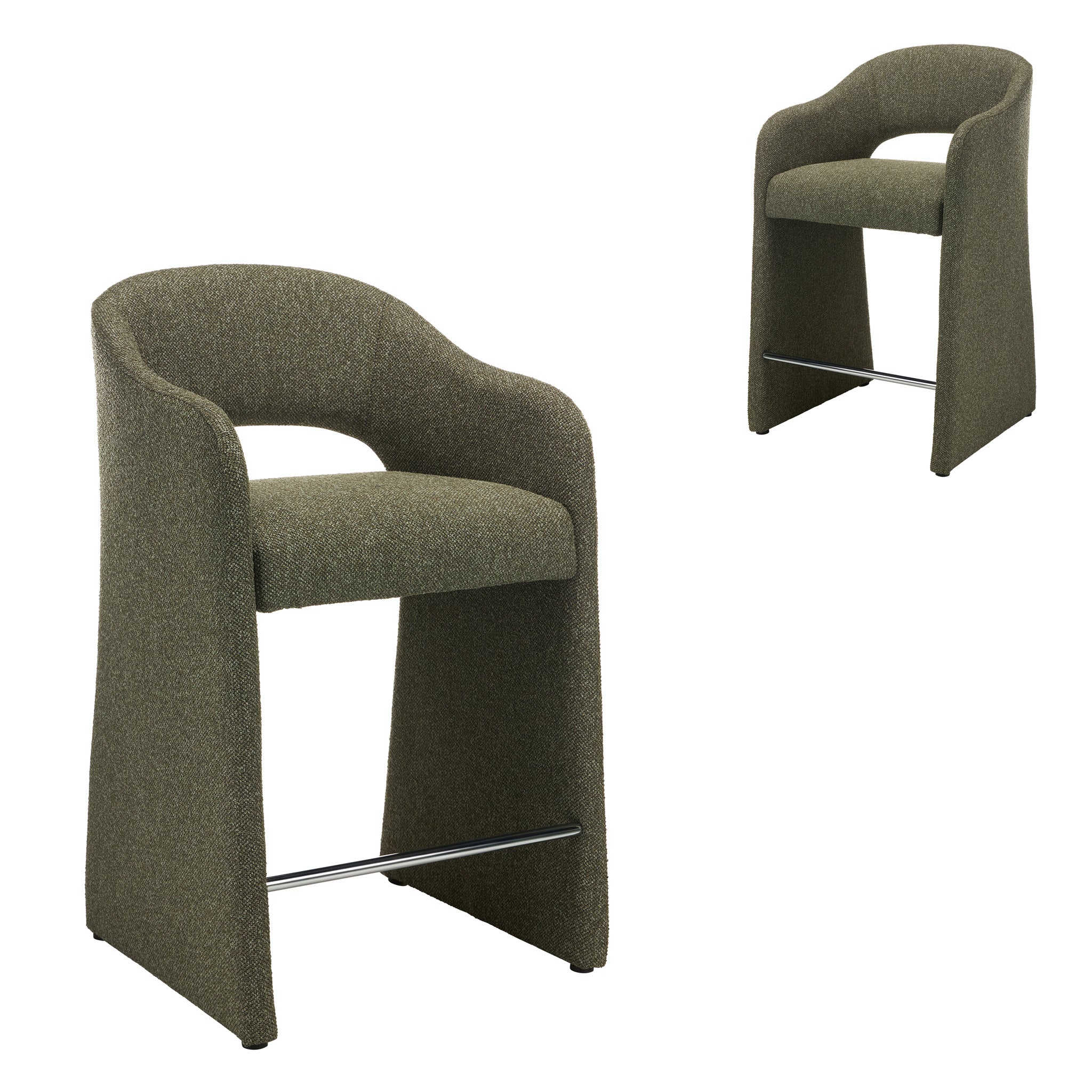 Set of 2 - Valtero 65cm Fabric Bar Stool - Twill Green Bar Stool Mars-Core