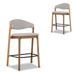 Set of 2 - Calira 65cm Natural Barstool - Drift Grey Bar Stool Swady-Core
