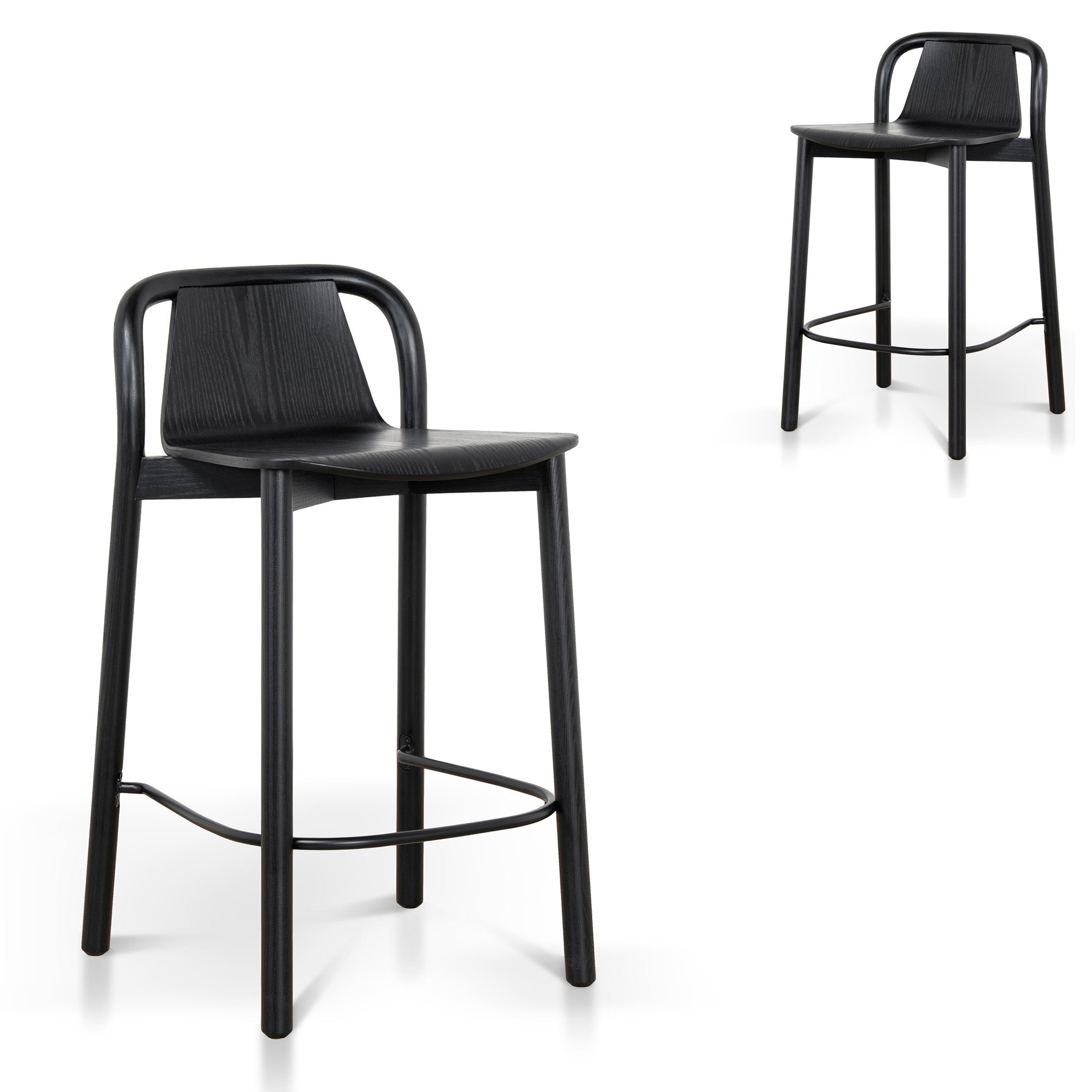 Set of 2 - Mirelle 65cm Barstool - Full Black Bar Stool Swady-Core