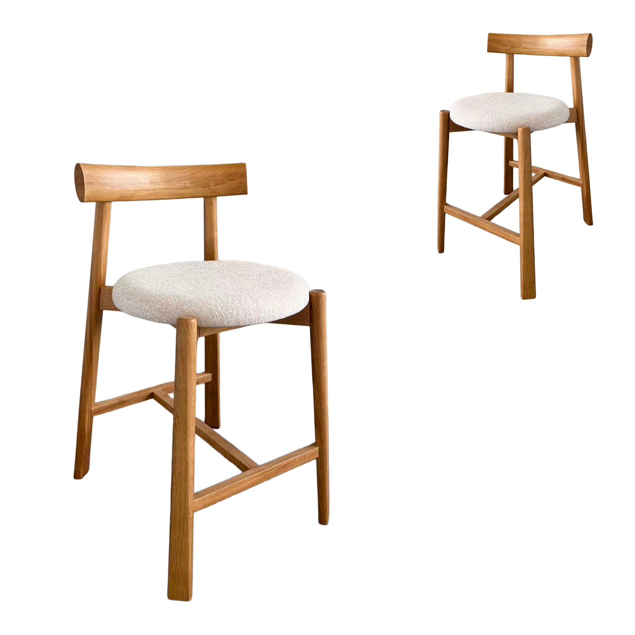 Set of 2 - Benoit 65cm Natural Barstool - Califonia Beige Hanson-Core