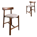 Set of 2 - Benoit 65cm Distressed Walnut Barstool - California Taupe Hanson-Core