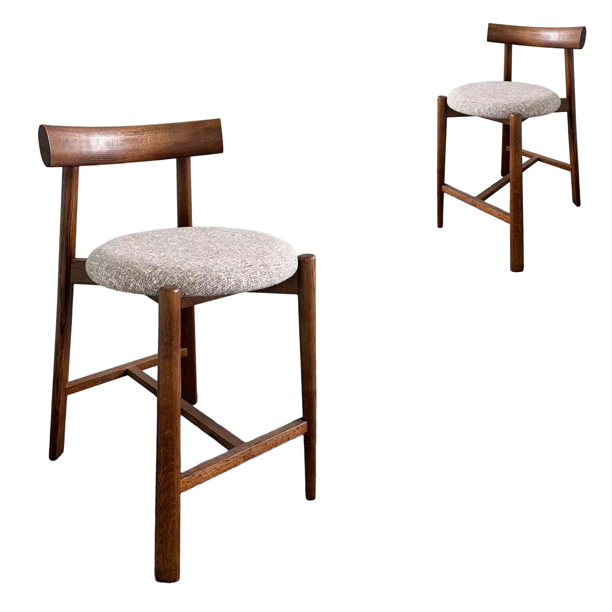 Set of 2 - Benoit 65cm Distressed Walnut Barstool - California Taupe Hanson-Core
