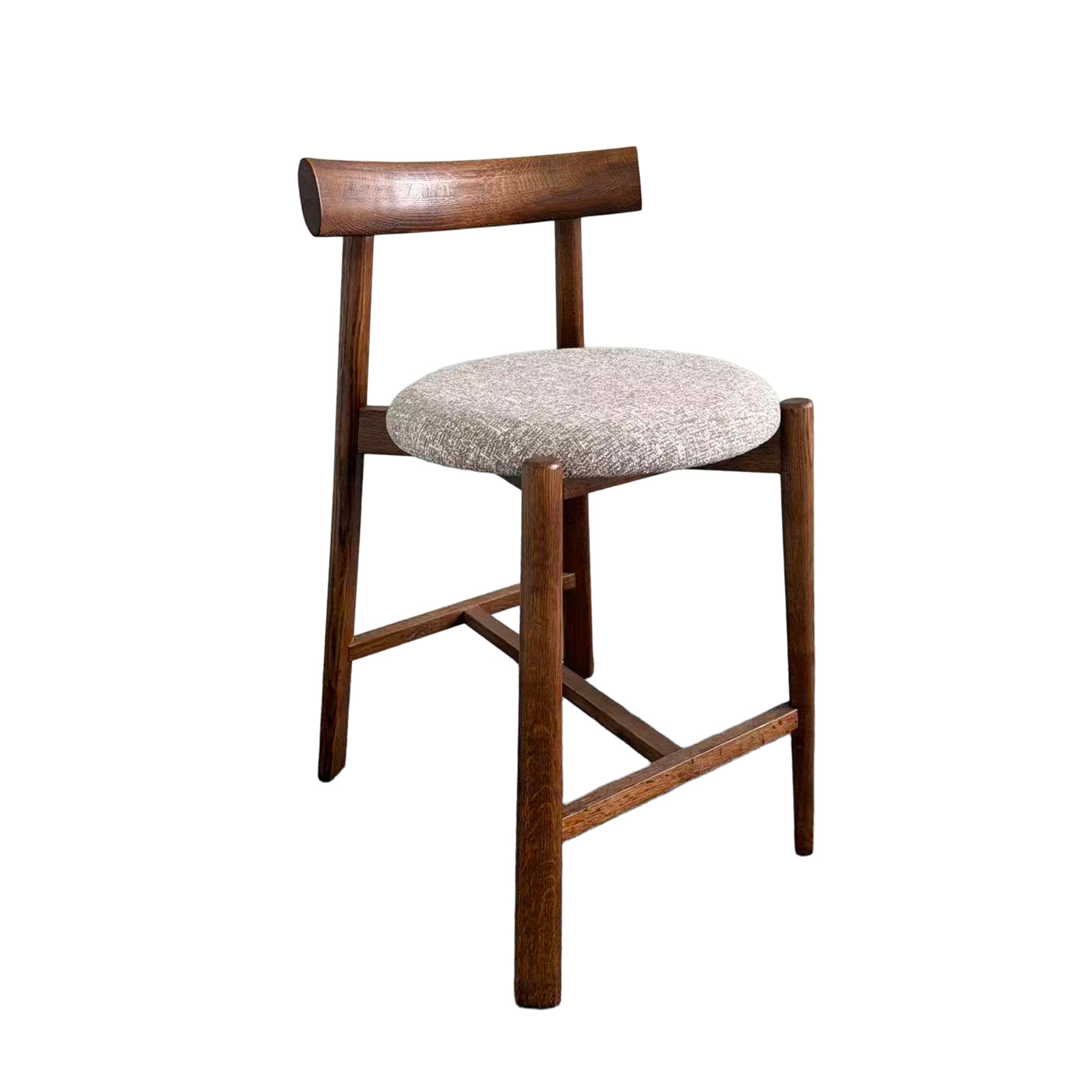 Set of 2 - Benoit 65cm Distressed Walnut Barstool - California Taupe Hanson-Core