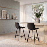 Set Of 2 - Duke 65cm Fabric Bar Stool - Black Bar Stool Sendo-Core