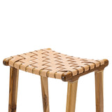 Xander 65.5cm Leather Barstool - Teak & Natural Tan