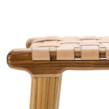 Xander 65.5cm Leather Barstool - Teak & Natural Tan