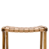Xander 65.5cm Leather Barstool - Teak & Natural Tan